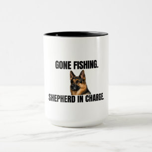 Gone Fishing. Shepherd in Charge. Mug