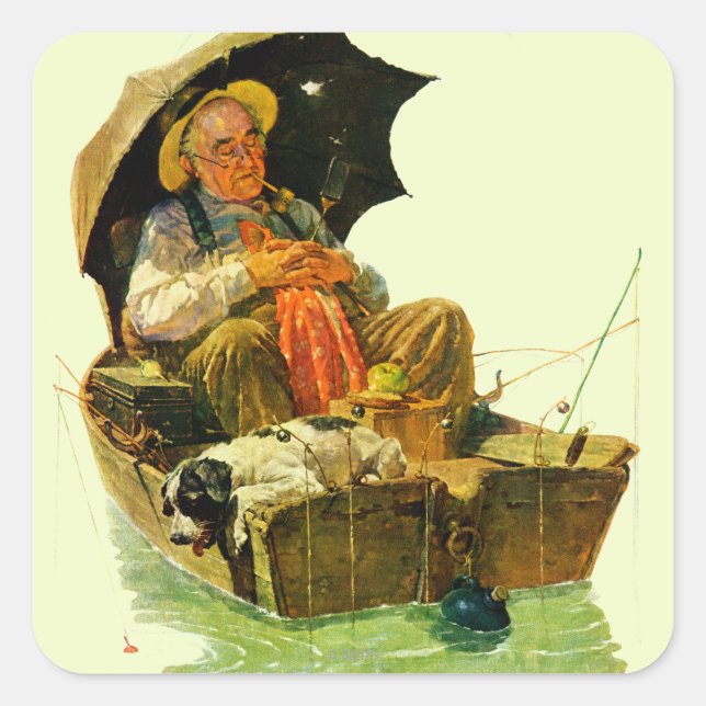 Gone Fishing Square Sticker (Front)