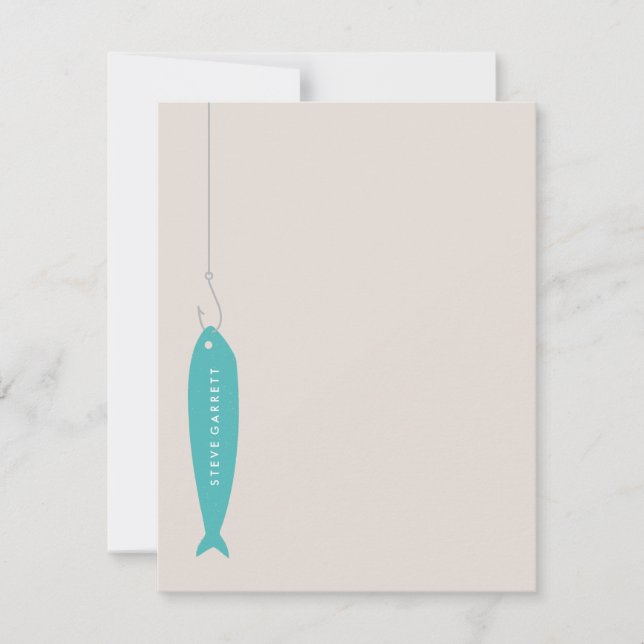 Gone Fishing Stationery - Turquoise Card (Front)