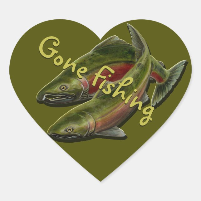 Gone Fishing Stickers Coho Salmon Art Stickers (Front)