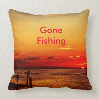 Gone Fishing Throw Pillow