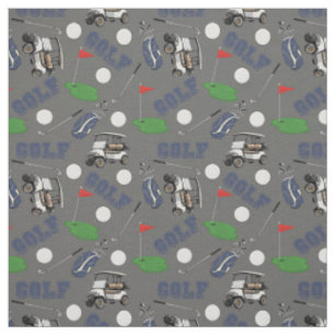 Gone Golfing on Dim Grey Fabric