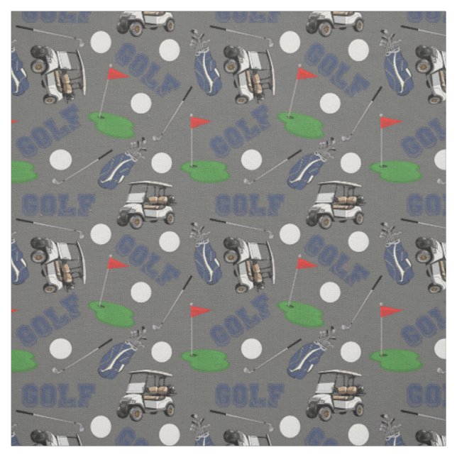Gone Golfing on Dim Grey Fabric (Swatch)