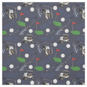 Gone Golfing on Grey-Blue Fabric
