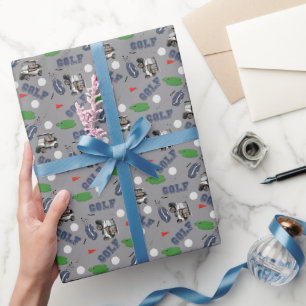 Gone Golfing on Grey Wrapping Paper