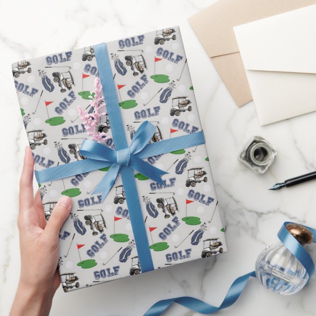 Gone Golfing on Pale Grey Wrapping Paper (Gifting)