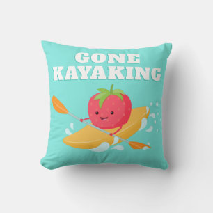 Gone Kayaking Cute Strawberry Throw Pillow