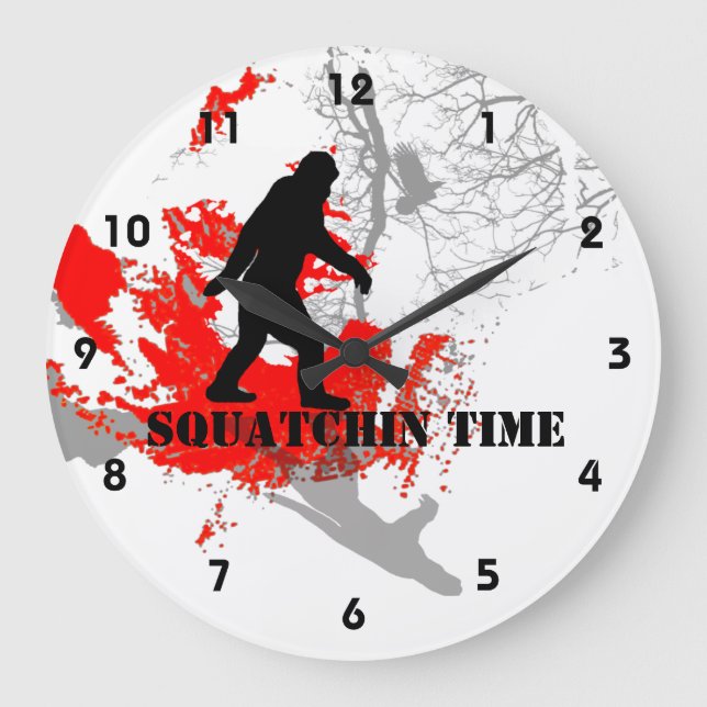 Gone Squatchin Bigfoot in the woods Large Clock (Front)