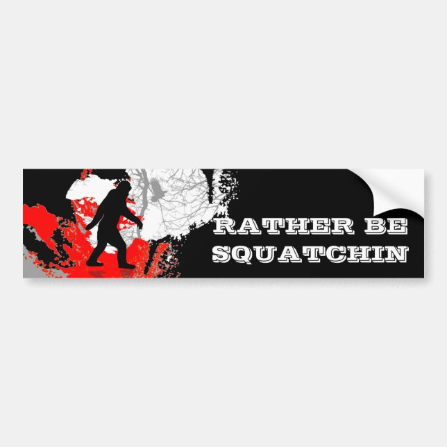 Gone Squatchin, black bigfoot Bumper Sticker (Front)