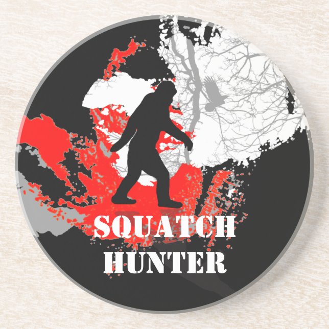 Gone Squatchin, black bigfoot Coaster (Front)