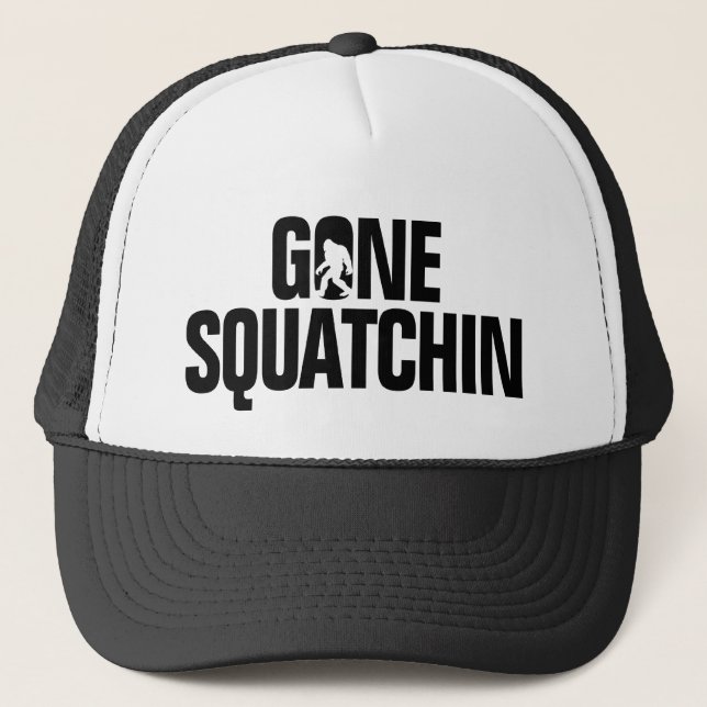 Gone Squatchin - Black / White Silhouette Trucker Hat (Front)
