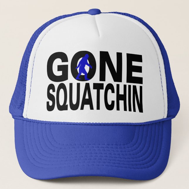 Gone Squatchin (blue logo) Trucker Hat (Front)