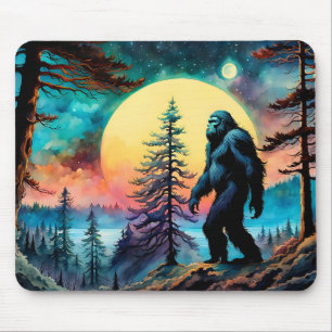 Gone Squatchin' Colorful Sasquatch Landscape Mouse Pad