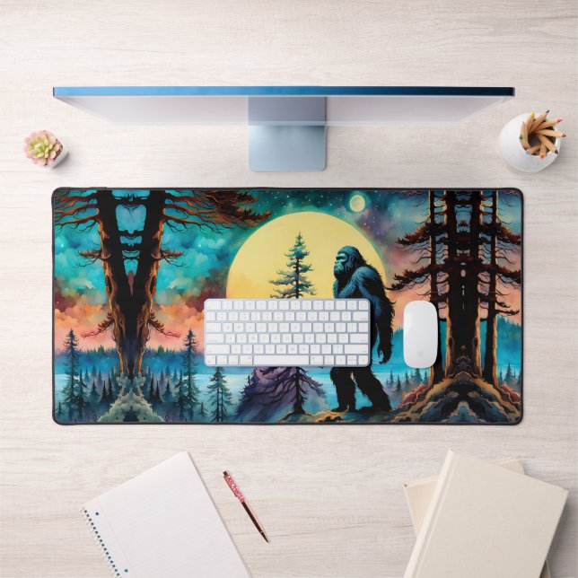 Gone Squatchin' Colourful Sasquatch Landscape Desk Mat (Office 1)