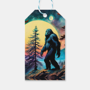 Gone Squatchin' Colourful Sasquatch Landscape Gift Tags