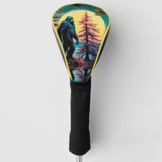 Gone Squatchin' Colourful Sasquatch Landscape Golf Head Cover (Front)