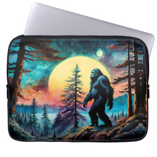 Gone Squatchin' Colourful Sasquatch Landscape Laptop Sleeve