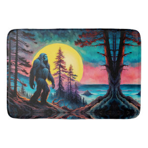 Gone Squatchin' Colourful Sasquatch Night Landscap Bath Mat