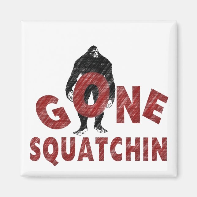 Gone Squatchin - Crayon Style Squatcher Magnet (Front)