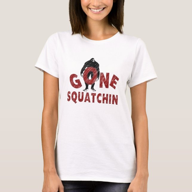 Gone Squatchin - Crayon Style Squatcher T-Shirt (Front)