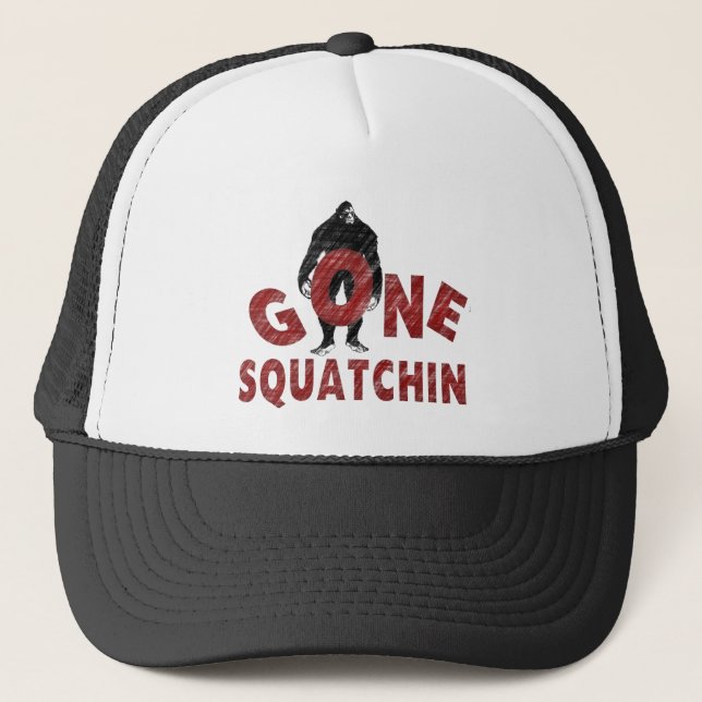 Gone Squatchin - Crayon Style Squatcher Trucker Hat (Front)