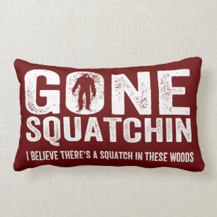 Gone Squatchin (Distressed) Squatch in these Woods Lumbar Pillow