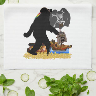 Gone Squatchin' Fer Buried Treasure Kitchen Towel