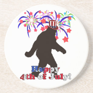 Gone Squatchin for 4th of July (Text & Fireworks) Coaster