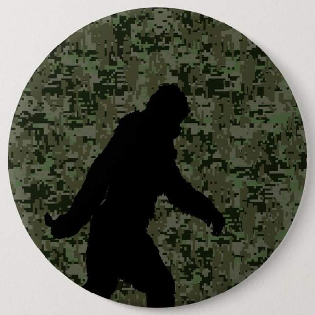 Gone Squatchin For on Olive Digital Camouflage 6 Inch Round Button (Front)