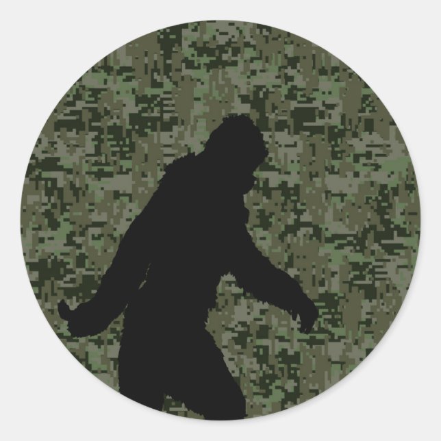 Gone Squatchin For on Olive Digital Camouflage Classic Round Sticker (Front)