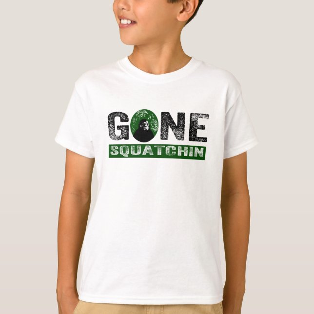 Gone Squatchin (Green) Grunge Squatch T-Shirt (Front)