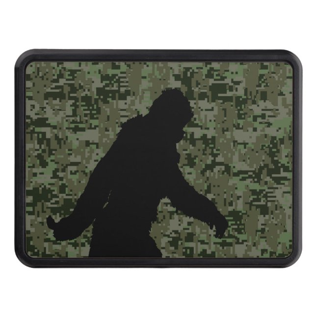 Gone Squatchin Silhouette on Digital Camouflage Trailer Hitch Cover (Front)