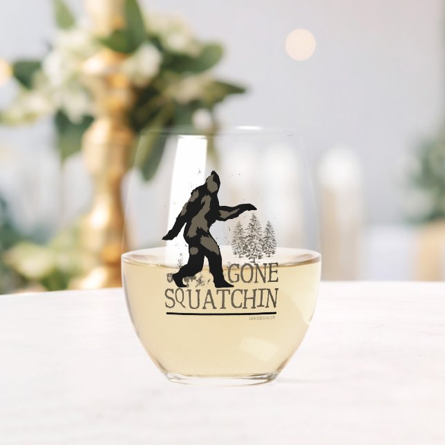 Gone Squatchin Stemless Wine Glass (Insitu (Wedding))