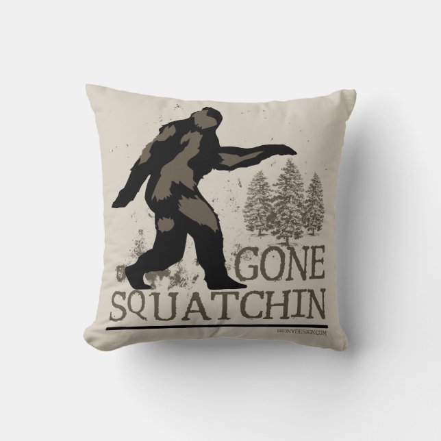 Gone Squatchin Throw Pillow (Front)