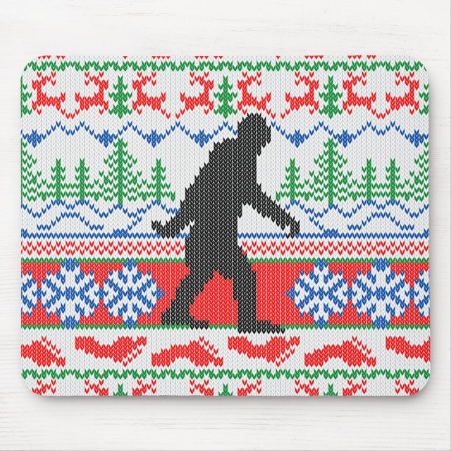 Gone Squatchin Ugly Christmas Sweater Knitting Mouse Pad (Front)
