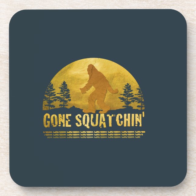 Gone Squatchin' (vintage sunset) Coaster (Front)