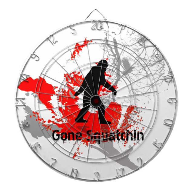 Gone Squatchin with black Bigfoot dartboard (Front)