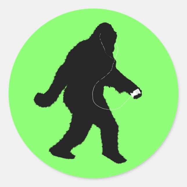 Gone Squatchin' With Ear Buds Classic Round Sticker (Front)