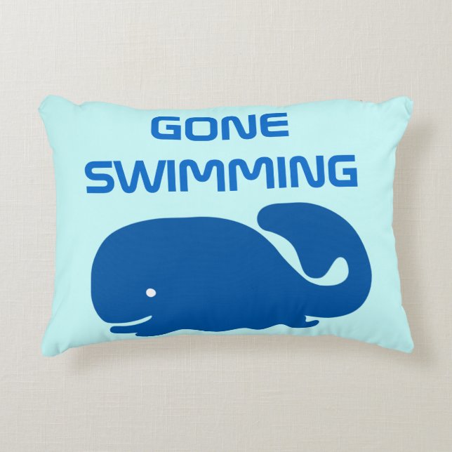 Gone Swimming Decorative Pillow (Front)