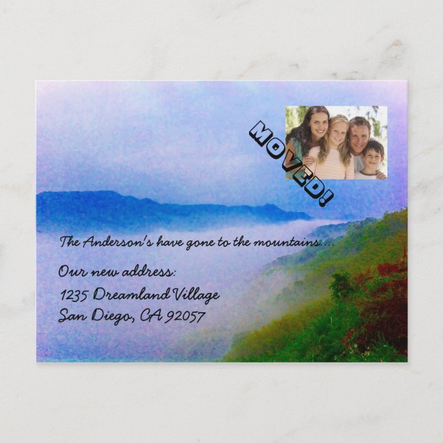 Gone to the Mountains Change of Address Your Photo Announcement Postcard (Front)