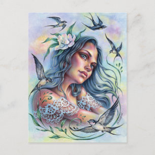 Gone with The Swallows Postcard Summer Joy Birds