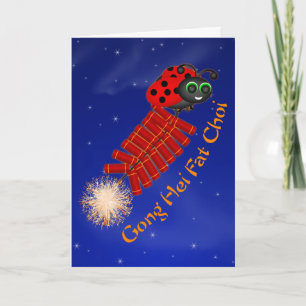 Gong Hei Fat Choi Ladybug Holiday Card