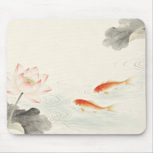 Gongbi Lotus Koi Oriental Minimal Art Mouse Pad