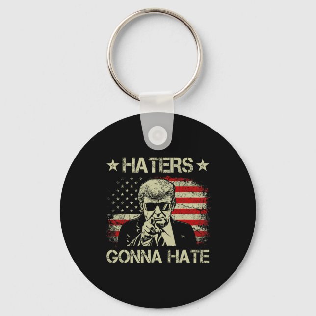 Gonna Hate Middle Finger Funny Trump 2024 Presiden Keychain (Front)