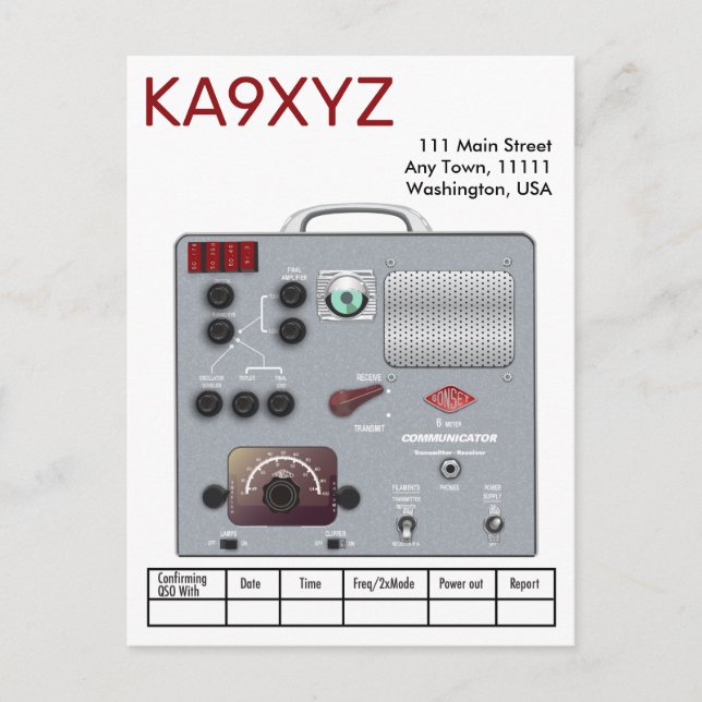 Gonset Communicator Transceiver Ham Radio QSL Postcard (Front)