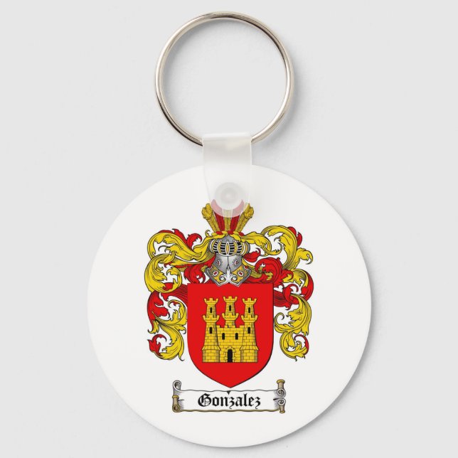 GONZALEZ FAMILY CREST -  GONZALEZ COAT OF ARMS KEYCHAIN (Front)