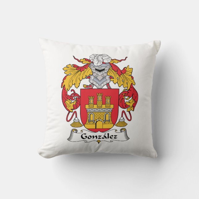 Gonzalez Family Crest Throw Pillow (Front)