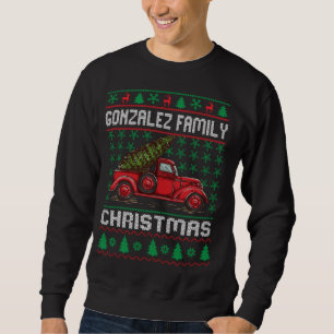 Gonzalez Family Ugly Christmas Sweater Red Truck F