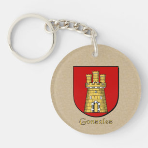 Gonzalez Historical Shield with Flag of Spain Keychain