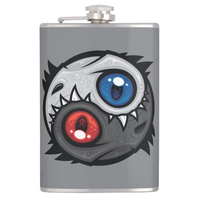 Good and Evil Dragon Yin Yang Hip Flask (Front)